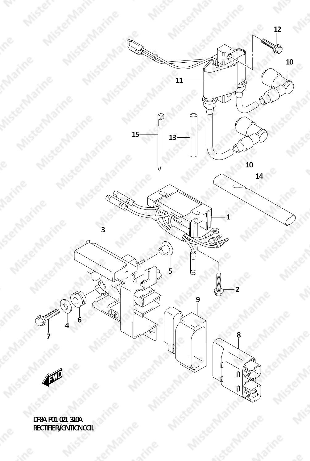 FIG.310A (1-D-4) RECTIFIER/IGNITION COIL (DF8A,DF9.9A)