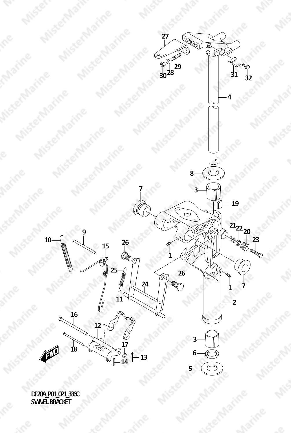 FIG.336C (1-G-2) SWIVEL BRACKET (DF9.9BR,DF15AR,DF20AR)