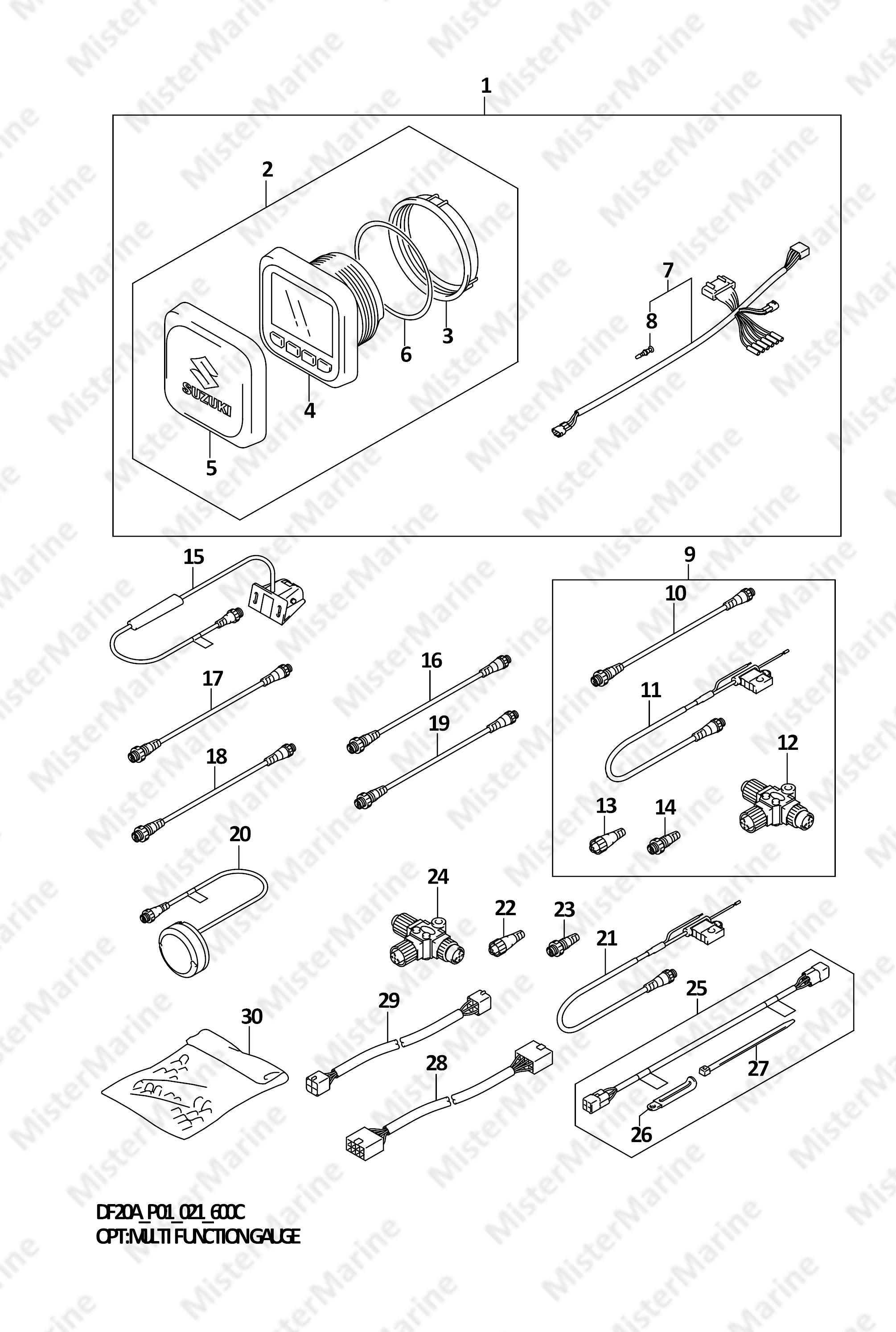 FIG.600C (2-B-9) OPT:MULTI FUNCTION GAUGE (DF20AR,DF20AT)