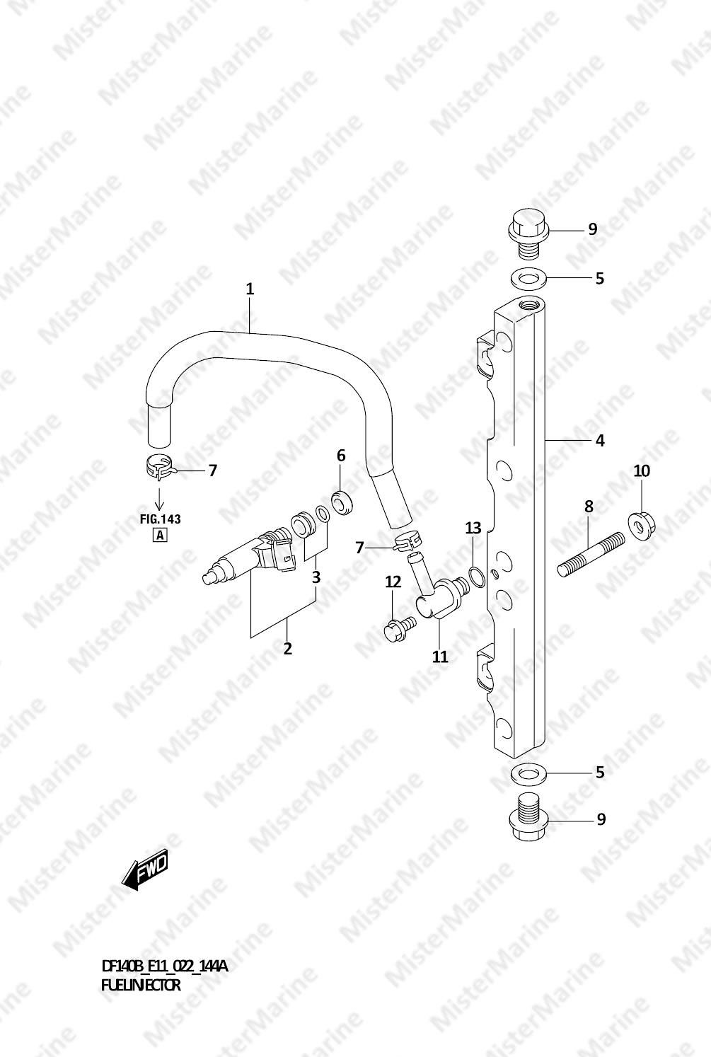 FIG.144A (1-B-15) FUEL INJECTOR (E11)