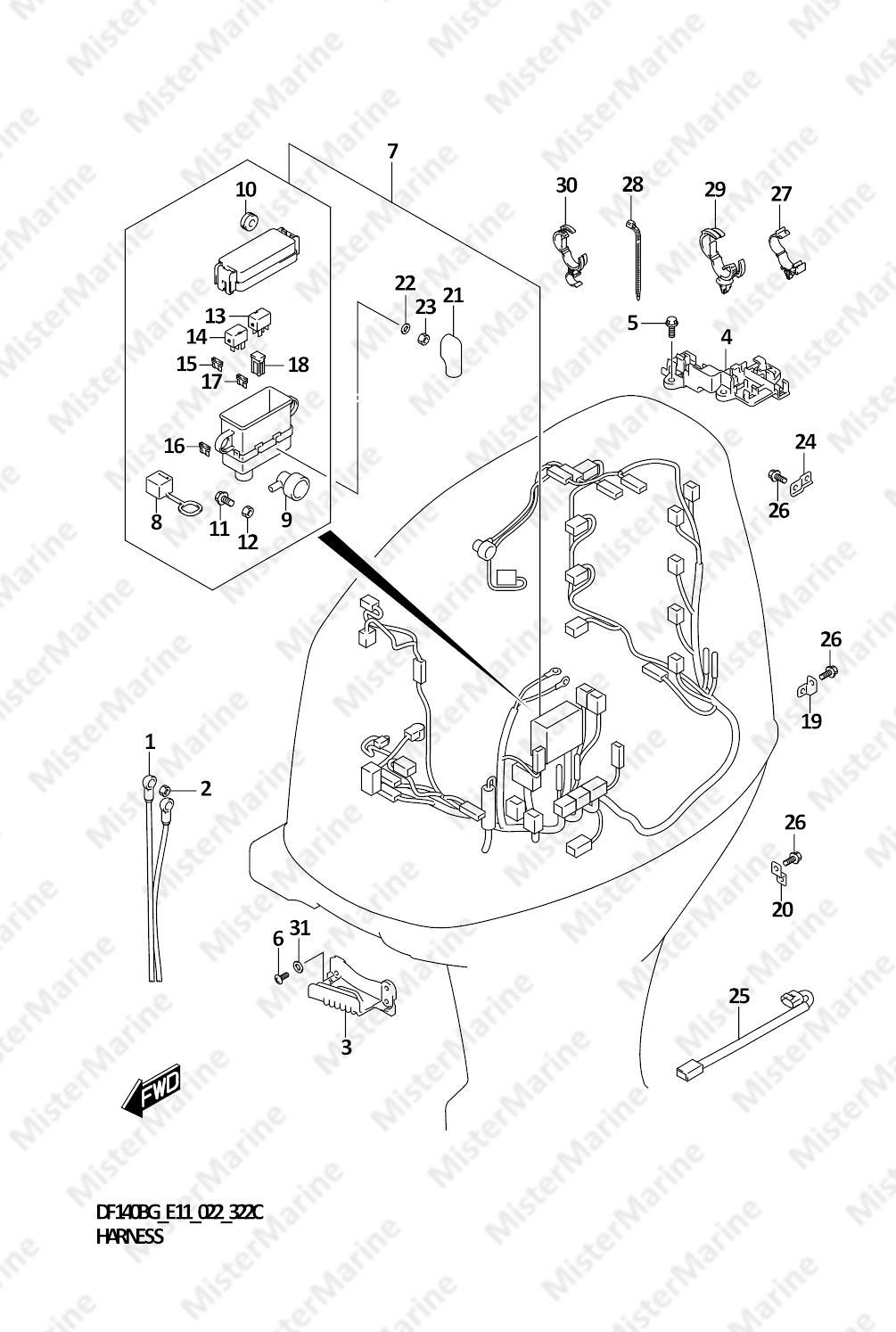 FIG.322C (1-E-3) HARNESS ((DF140BG,DF140BZG):021)