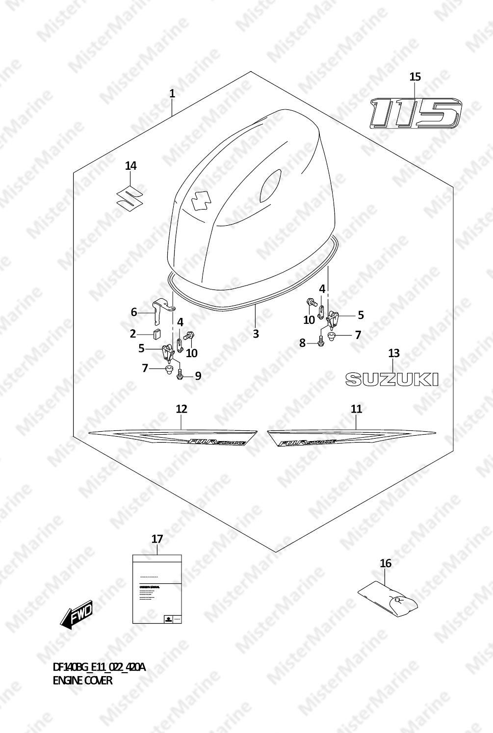 FIG.420A (1-G-7) ENGINE COVER (DF115BG,DF115BZG)