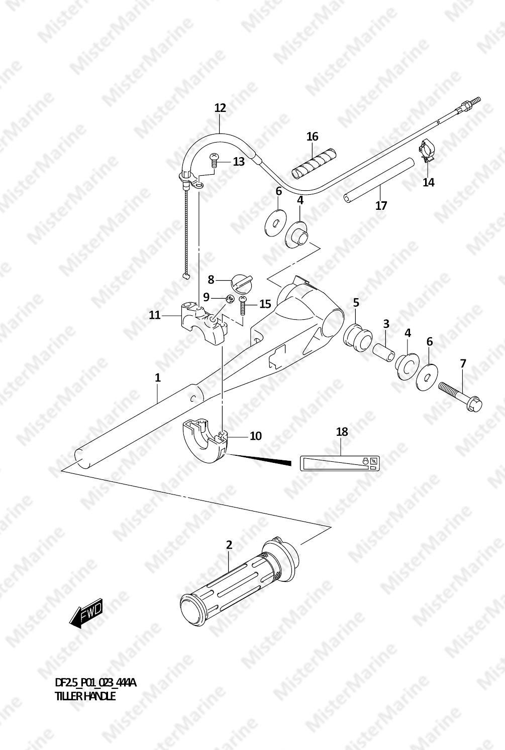 FIG.444A (1-C-10) TILLER HANDLE