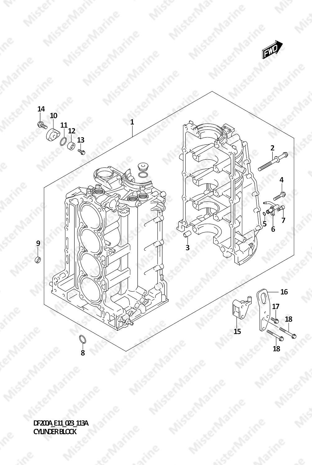 FIG.113A (1-B-8) CYLINDER BLOCK (020,021,022)