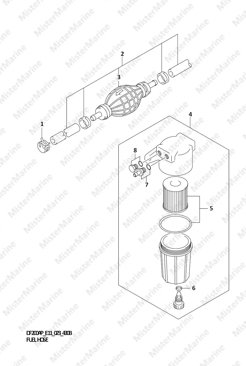 FIG.430B (1-G-3) FUEL HOSE (023:(E11,E40):W/TANK)