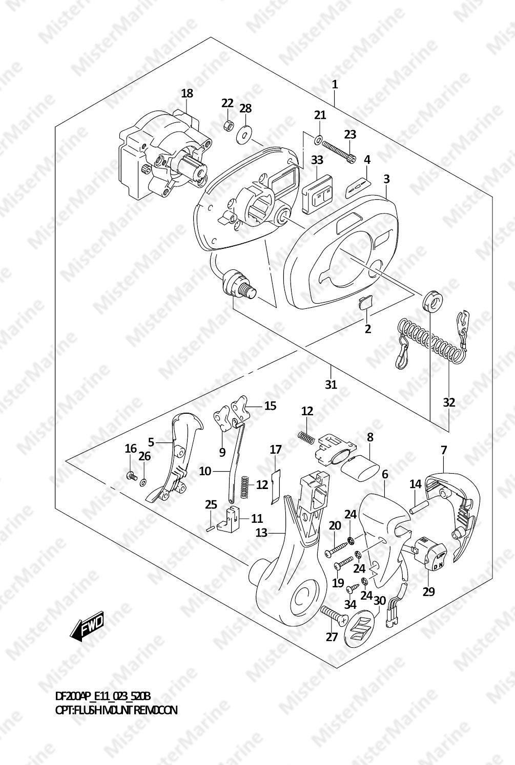 FIG.520B (1-G-7) OPT:FLUSH MOUNT REMOCON (022,023)
