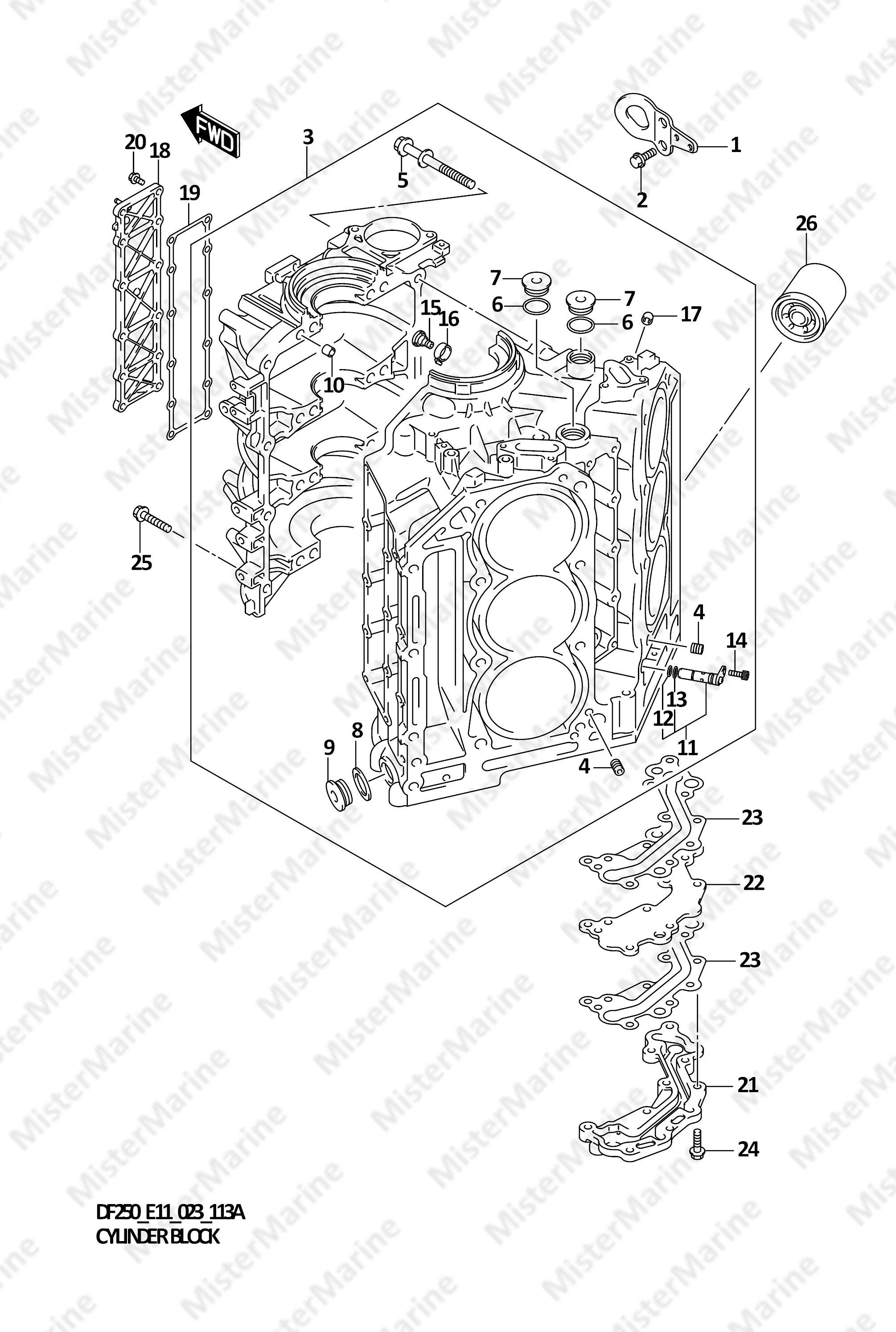FIG.113A (1-B-8) CYLINDER BLOCK (SEE NOTE)