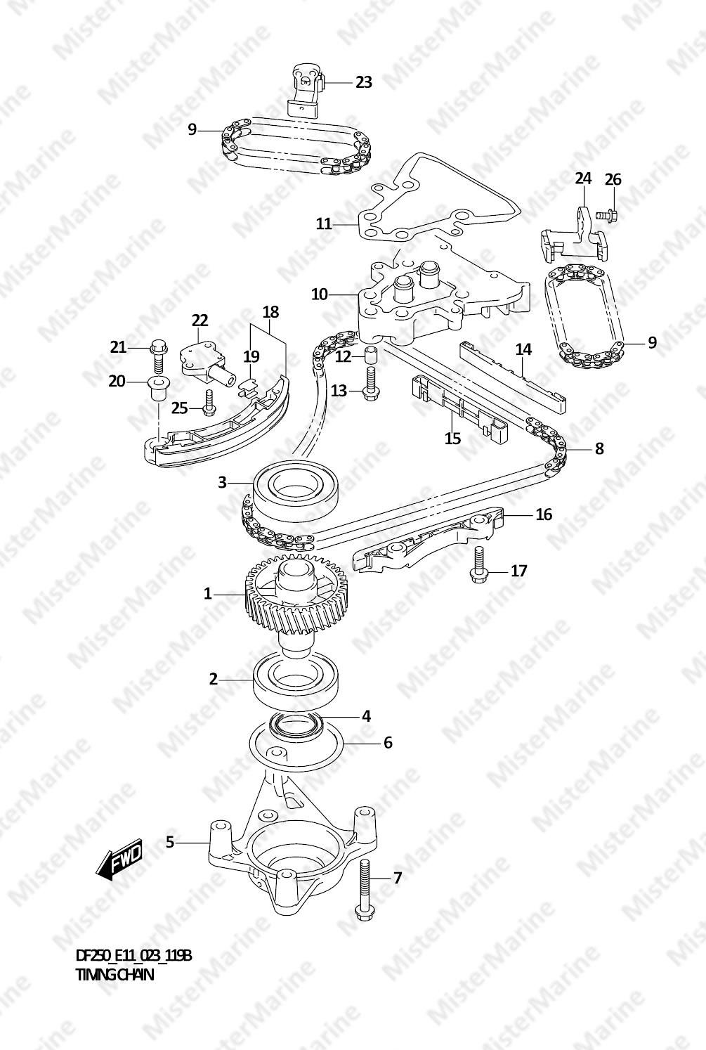 FIG.119B (1-C-4) TIMING CHAIN (DF250ST)