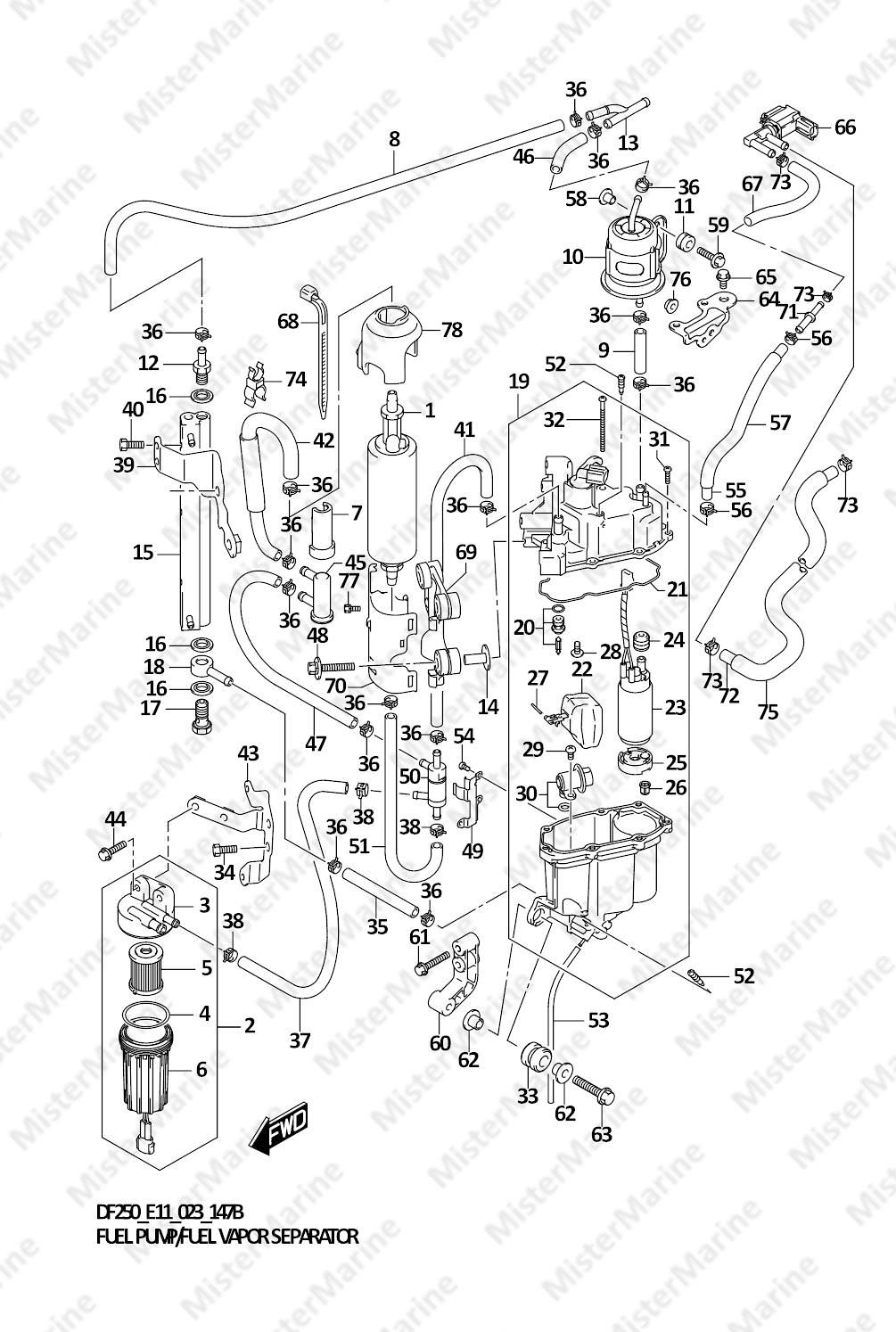 FIG.147B (1-E-7) FUEL PUMP/FUEL VAPOR SEPARATOR (SEE NOTE)