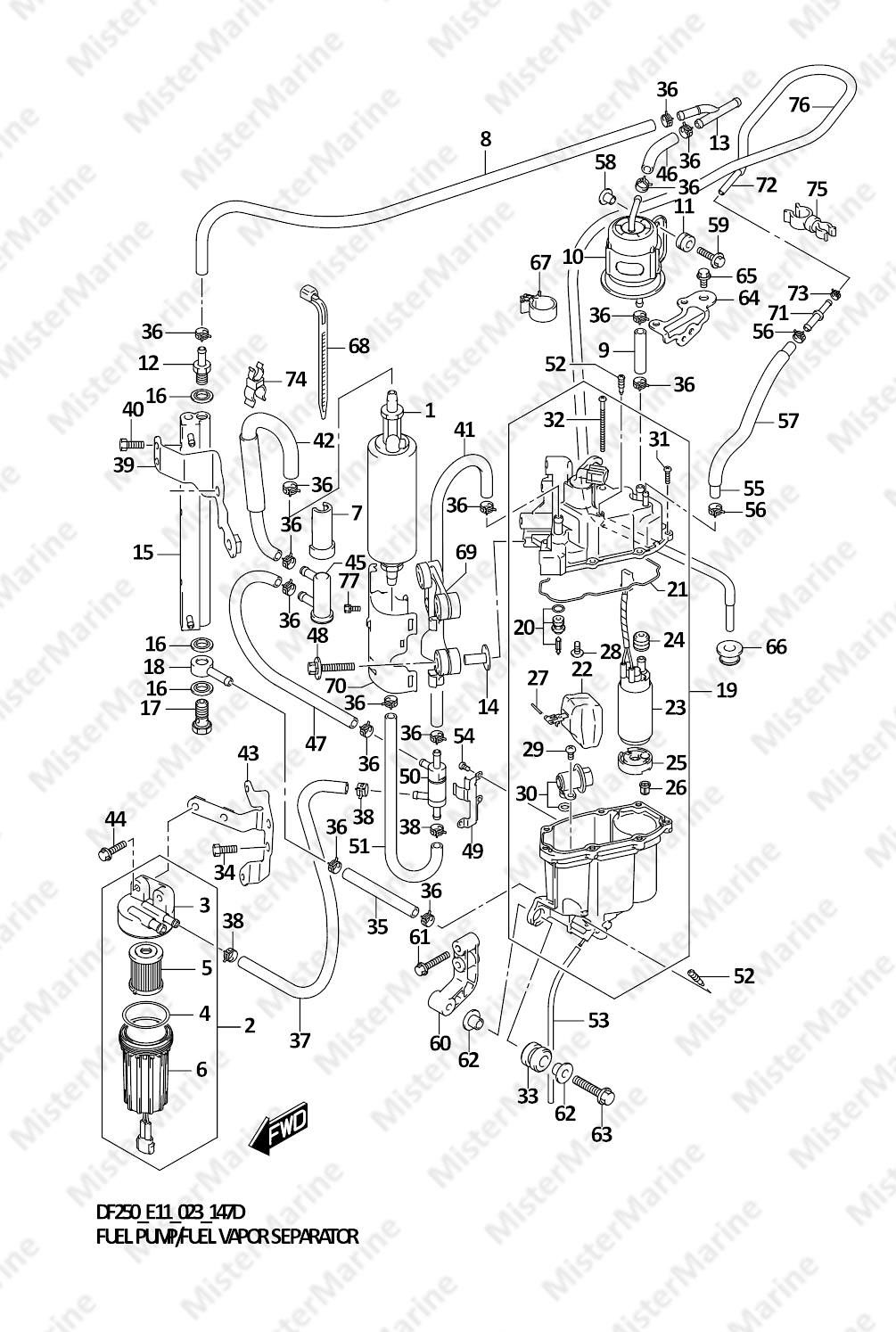 FIG.147D (1-E-13) FUEL PUMP/FUEL VAPOR SEPARATOR (SEE NOTE)