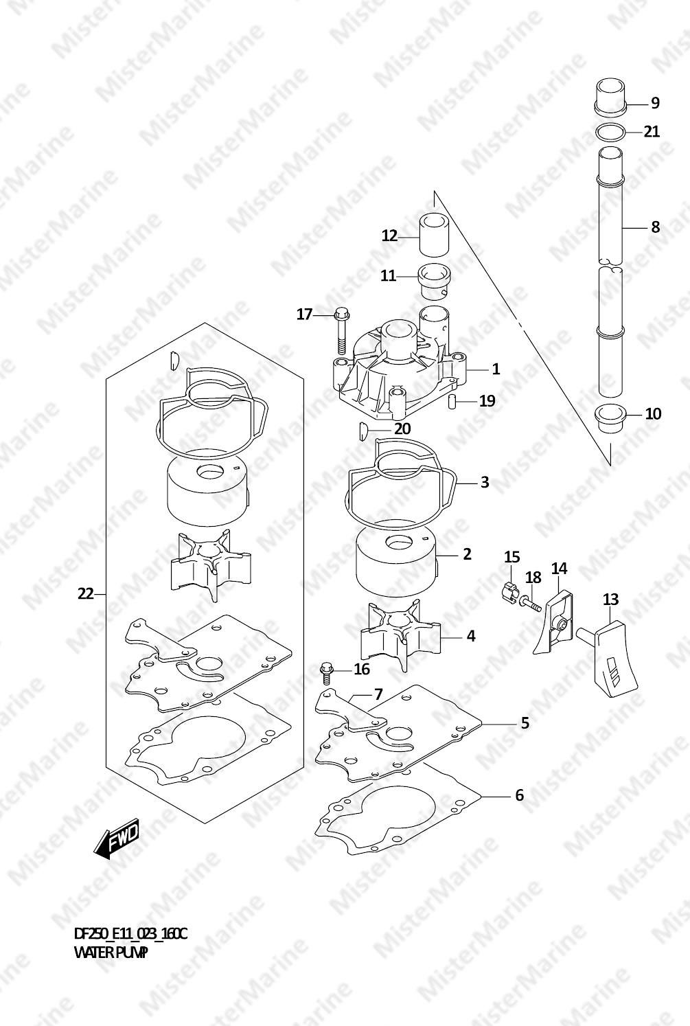 FIG.160C (1-F-14) WATER PUMP (E03:DF250ST)