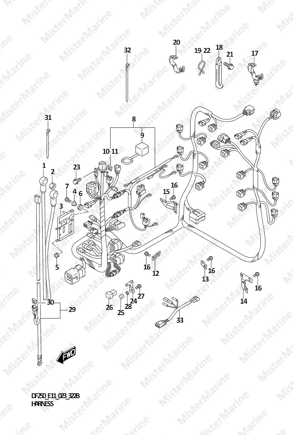 FIG.322B (1-J-10) HARNESS (DF225T,DF225Z)