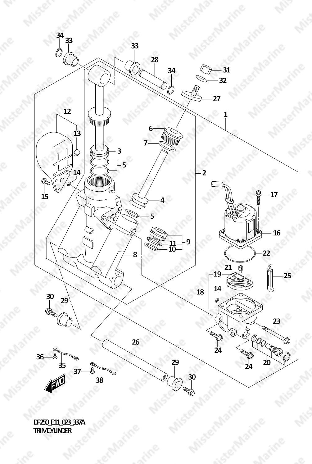 FIG.337A (1-K-14) TRIM CYLINDER (W/TRANSOM(L))