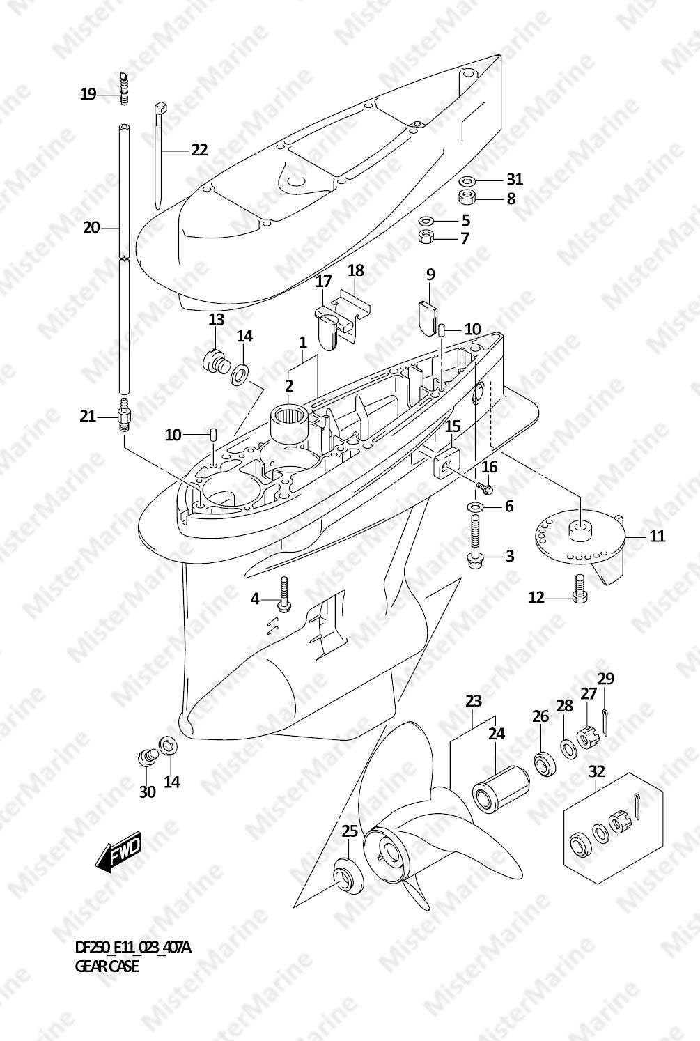 FIG.407A (2-B-10) GEAR CASE (DF200T)