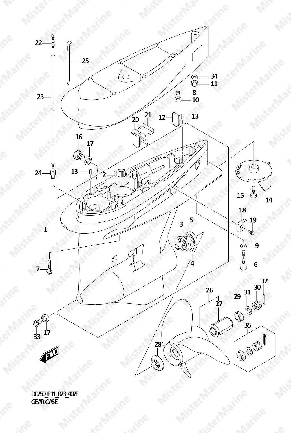 FIG.407E (2-C-4) GEAR CASE (DF225Z)
