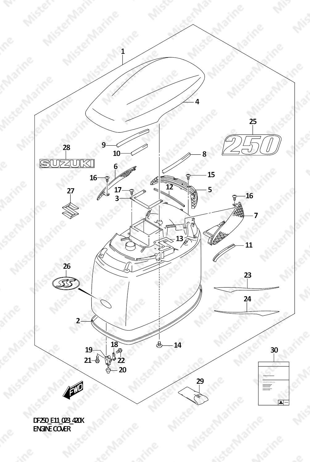 FIG.420K (2-F-2) ENGINE COVER (DF250ST)