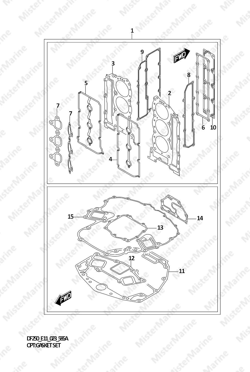 FIG.585A (2-H-9) OPT:GASKET SET (SEE NOTE)