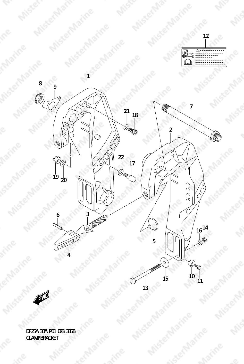 FIG.335B (1-F-11) CLAMP BRACKET (DF25AT,DF25ATH,DF30AT,DF30ATH)