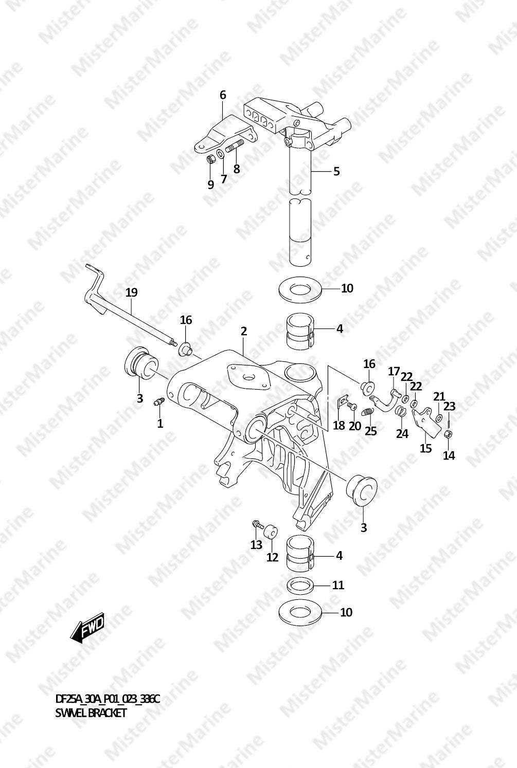 FIG.336C (1-G-4) SWIVEL BRACKET (DF25AT,DF30AT)