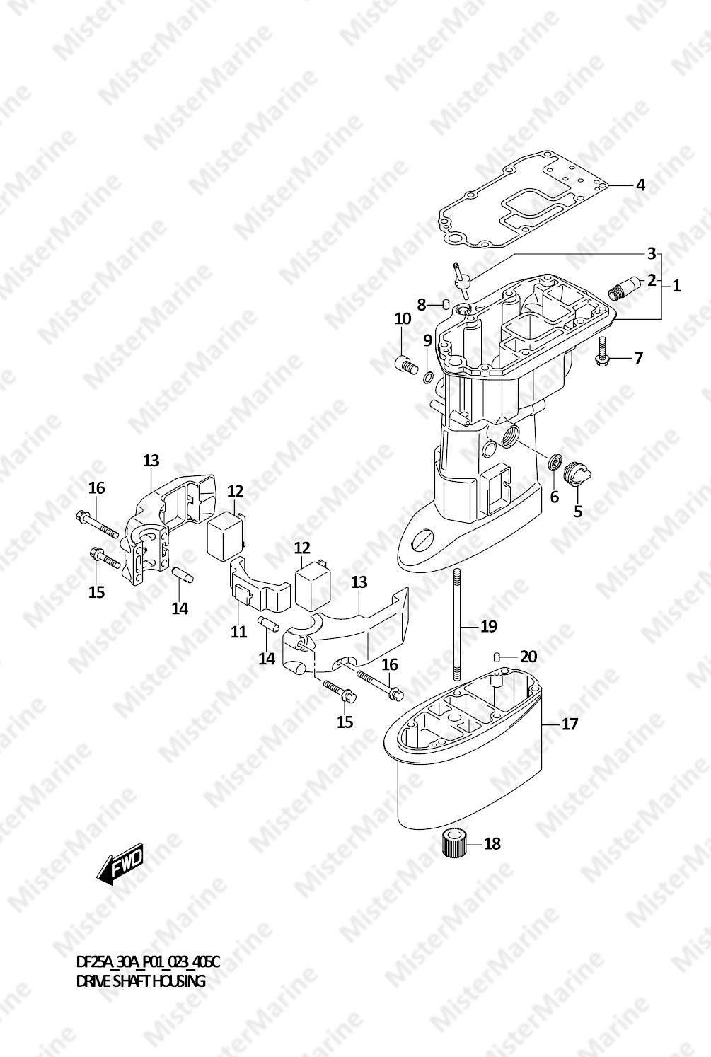 FIG.405C (1-H-3) DRIVE SHAFT HOUSING (DF30AQ)