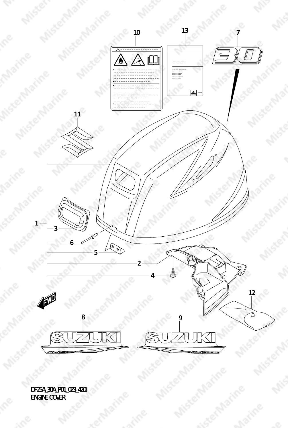 FIG.420J (1-I-13) ENGINE COVER (SEE NOTE)