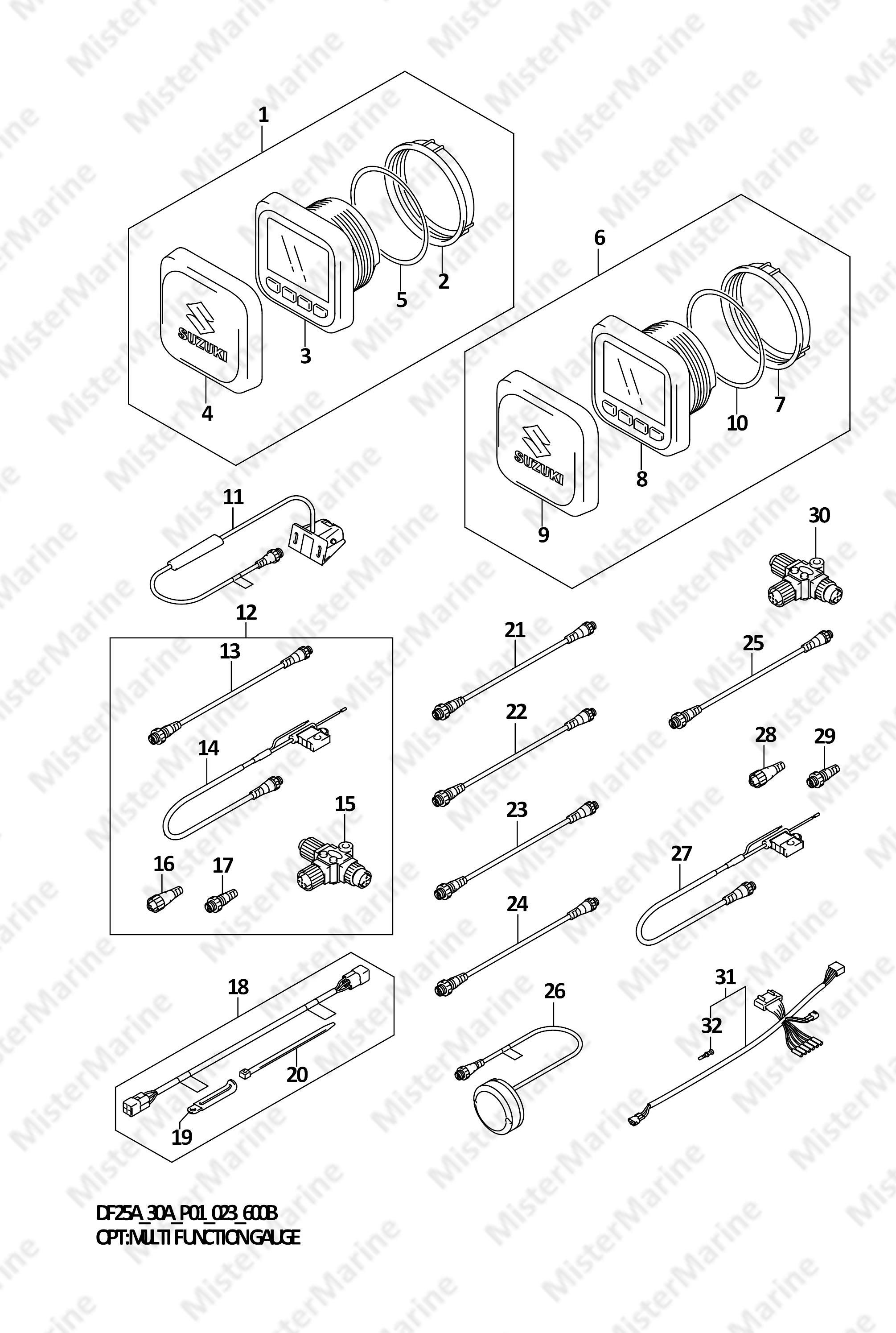 FIG.600B (2-B-12) OPT:MULTI FUNCTION GAUGE (022,023)