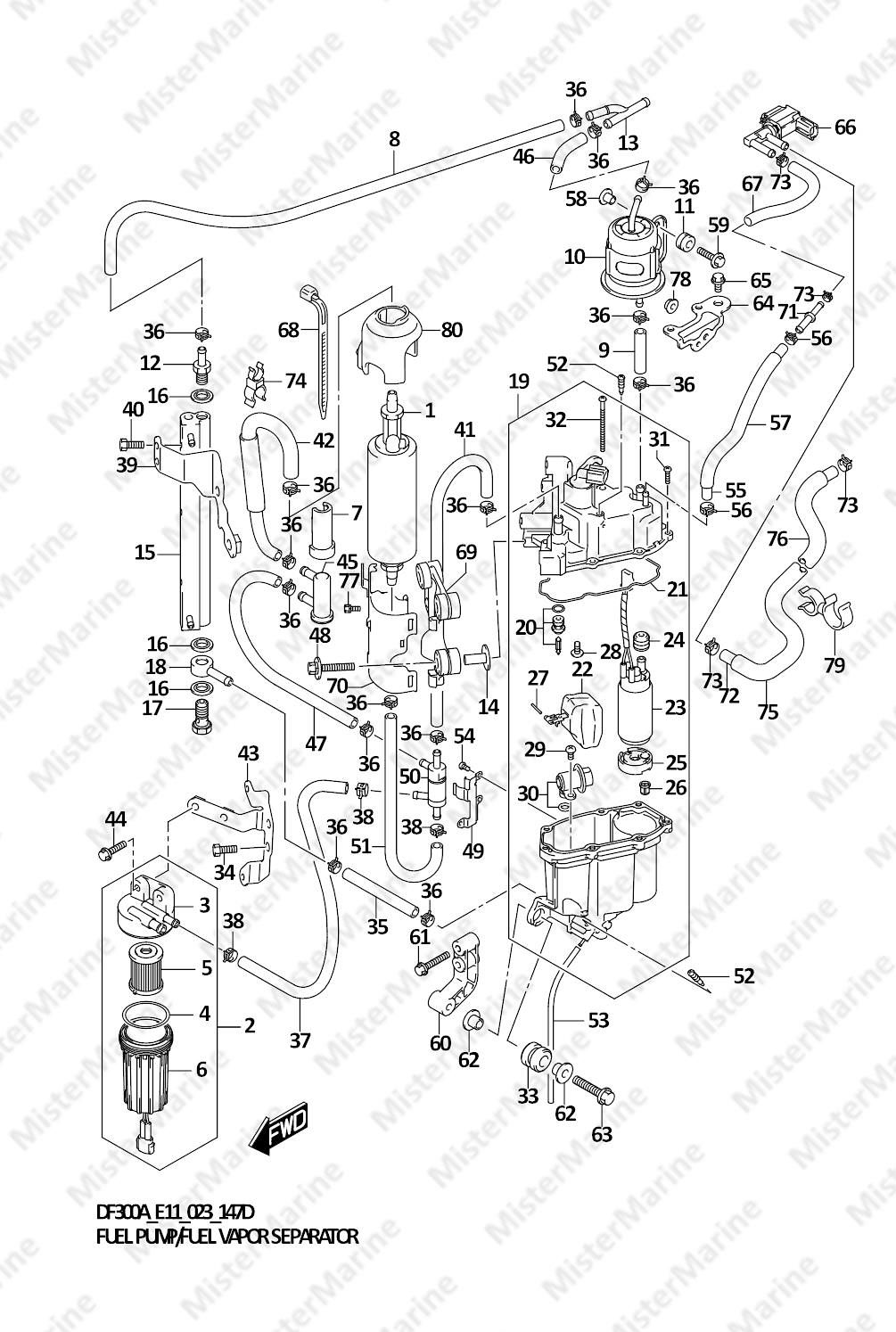 FIG.147D (1-D-5) FUEL PUMP/FUEL VAPOR SEPARATOR (SEE NOTE)