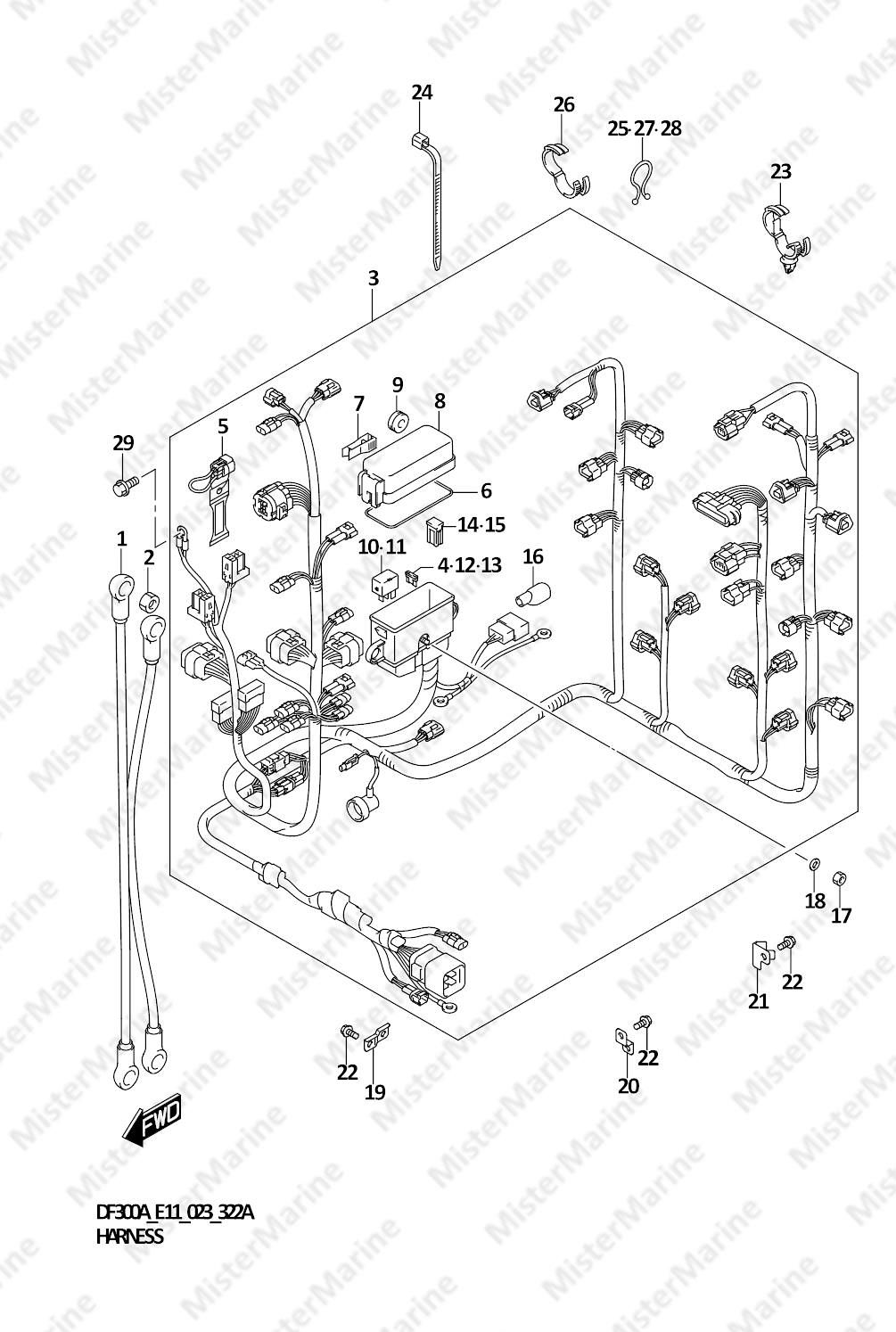 FIG.322A (1-F-13) HARNESS (DF300A,DF250A)