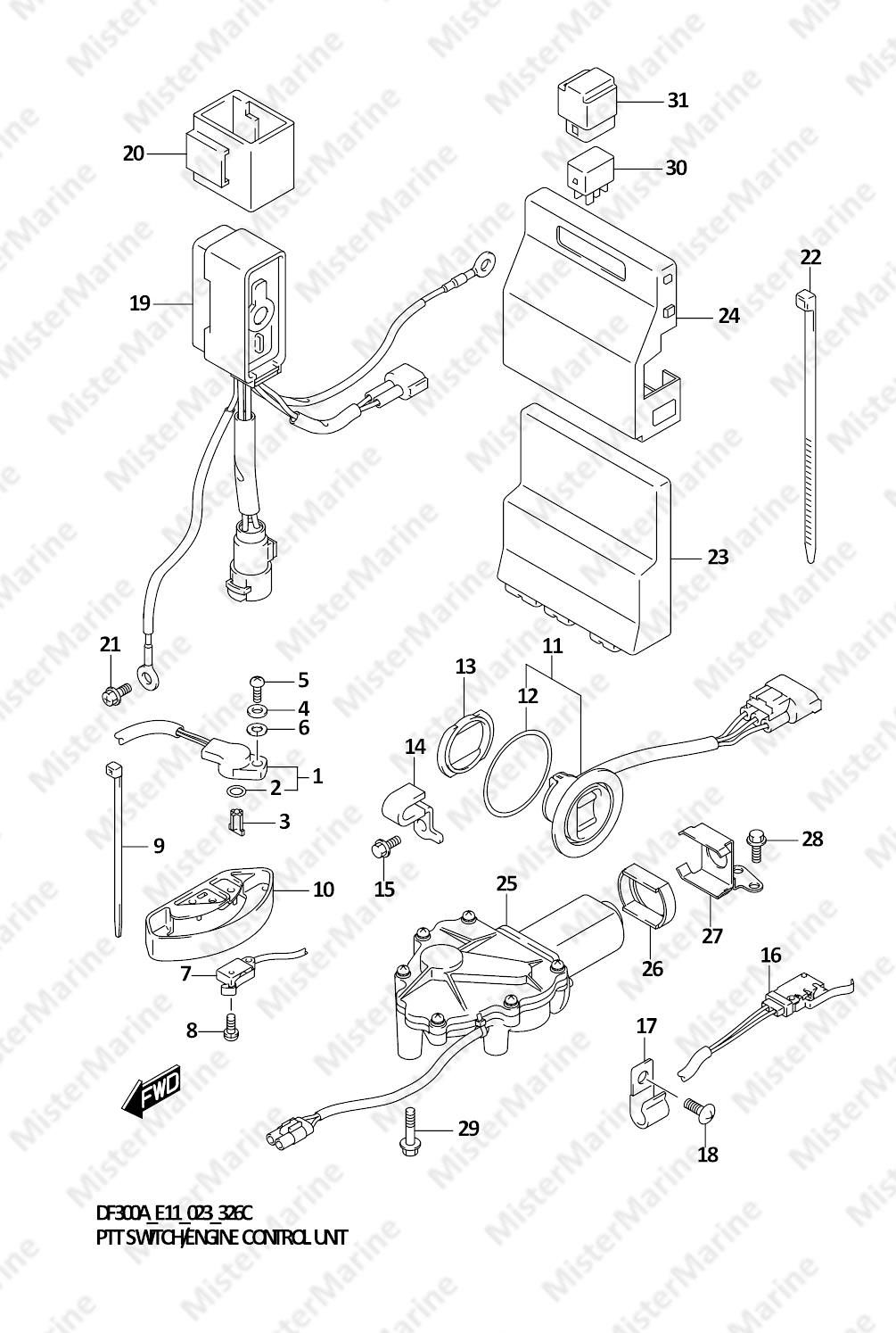 FIG.326C (1-G-7) PTT SWITCH/ENGINE CONTROL UNIT (DF250ATSS)