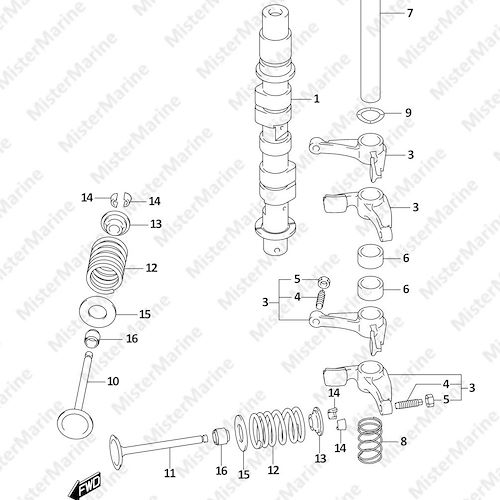 FIG.121A (1-B-7) CAMSHAFT (DF8A)(DF9.9A)