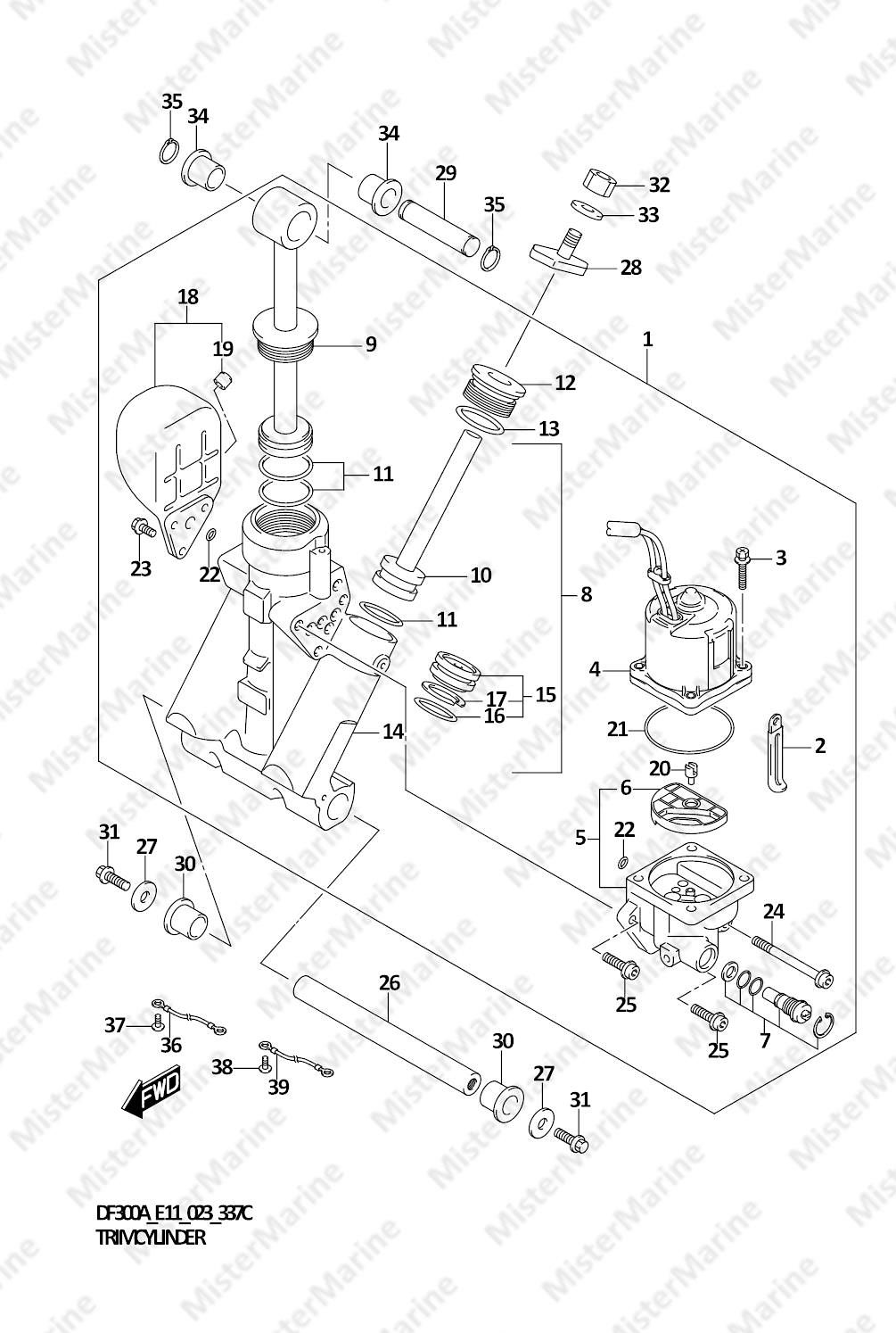 FIG.337C (1-H-8) TRIM CYLINDER (W/TRANSOM(L))