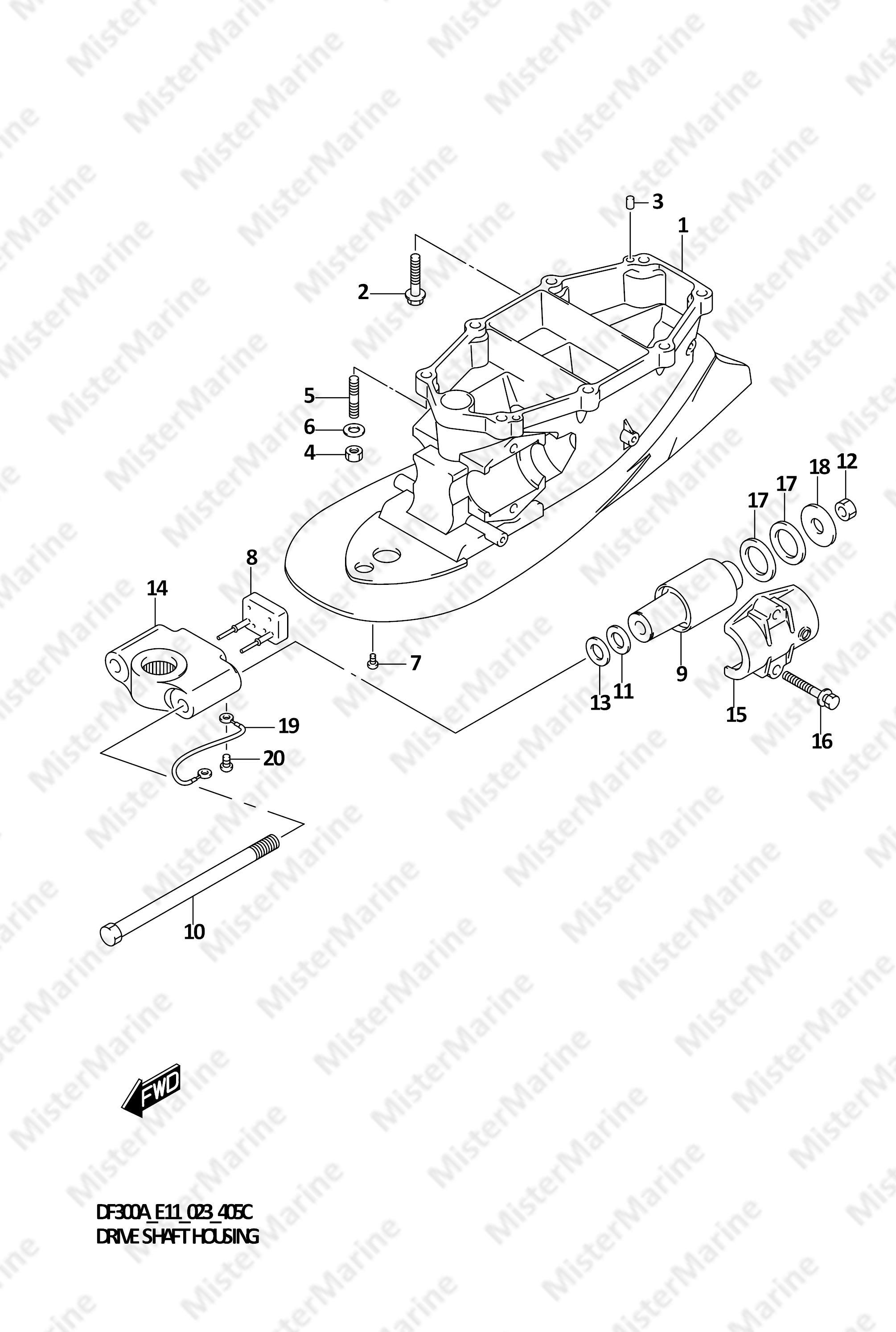 FIG.405C (1-I-8) DRIVE SHAFT HOUSING (W/TRANSOM(L))