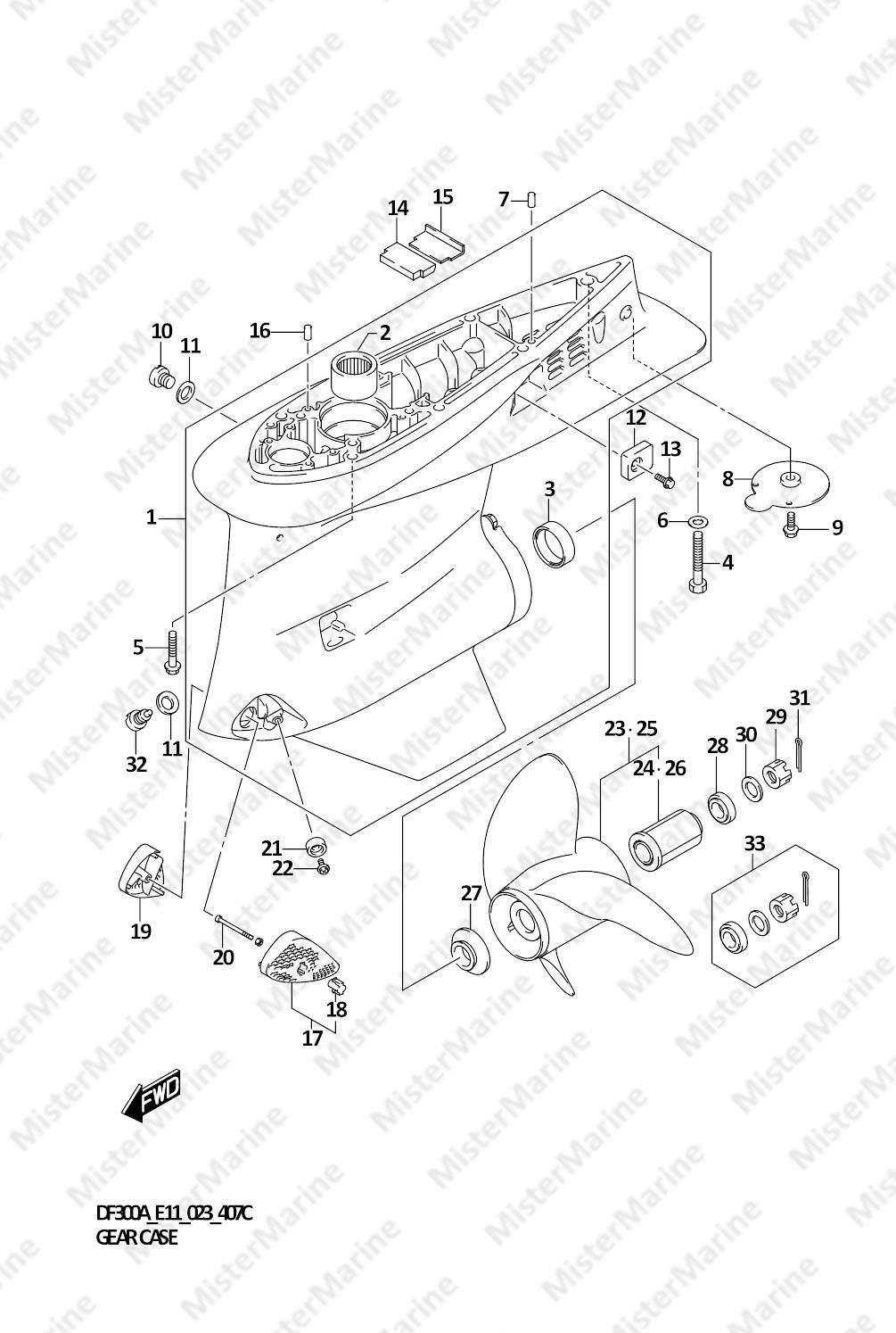 FIG.407C (1-J-3) GEAR CASE (E03:DF250ATSS)