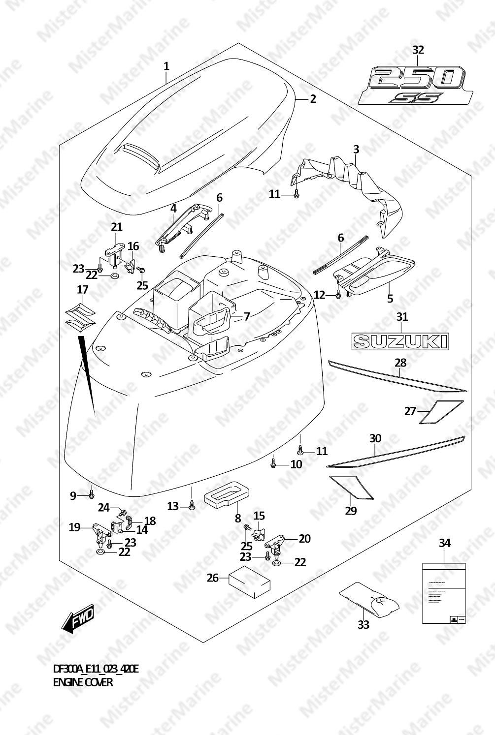 FIG.420E (1-K-10) ENGINE COVER ((022,023):DF250ATSS)