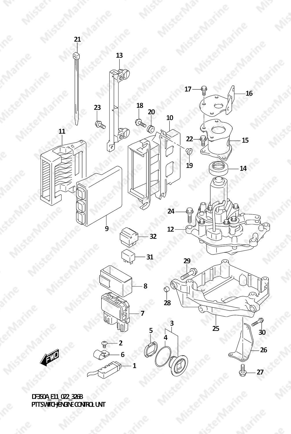 FIG.326B (1-F-4) PTT SWITCH/ENGINE CONTROL UNIT (DF325A:E01)