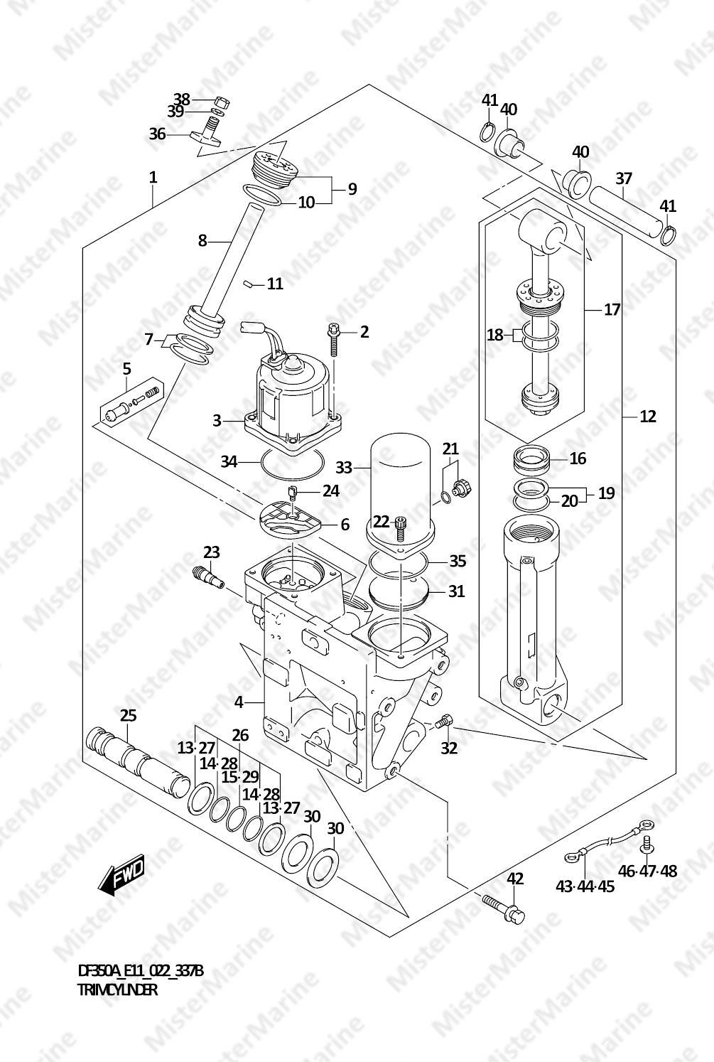 FIG.337B (1-G-3) TRIM CYLINDER (DF350A,DF325A)(SEE NOTE 1)