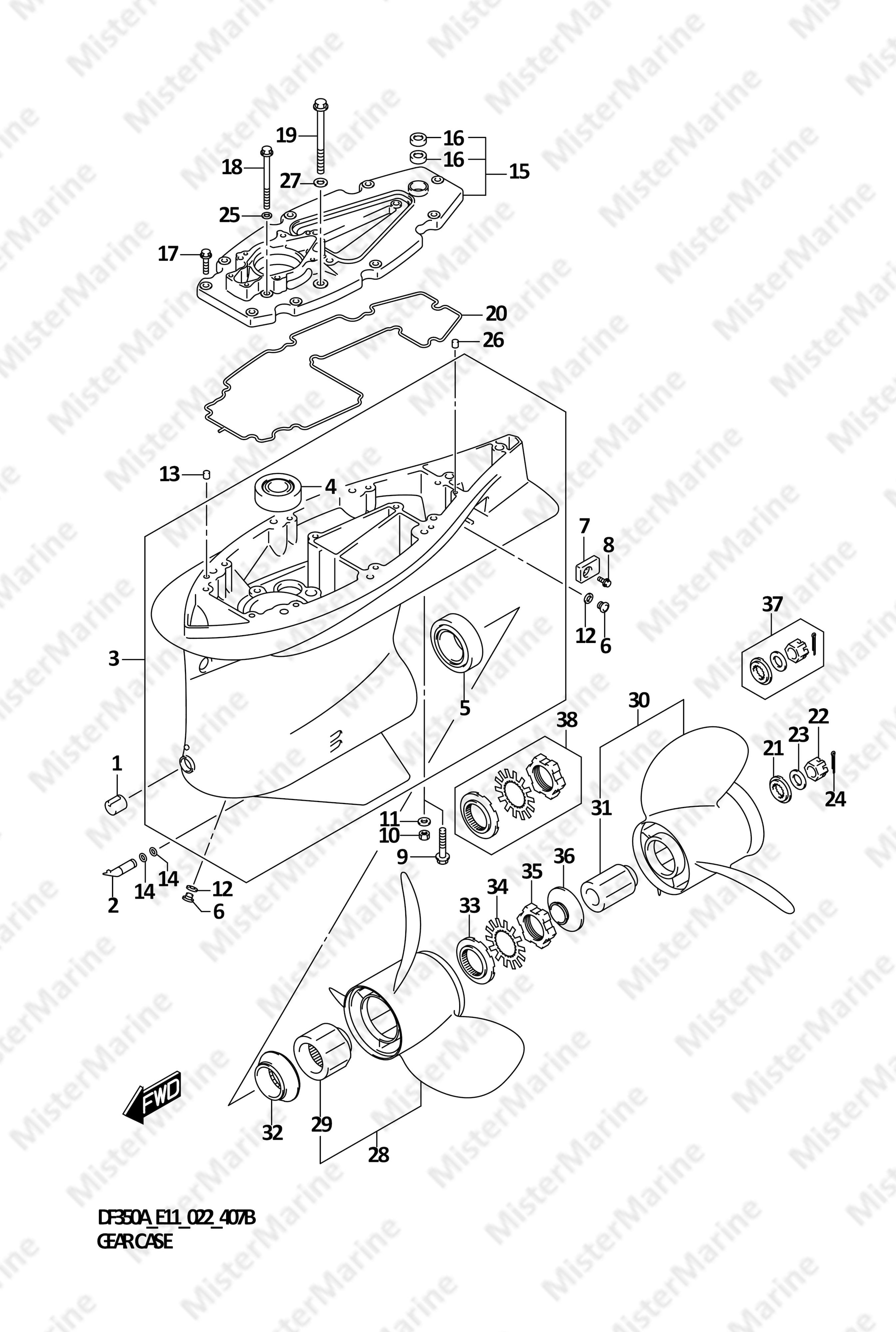 FIG.407B (1-H-4) GEAR CASE (DF300B)