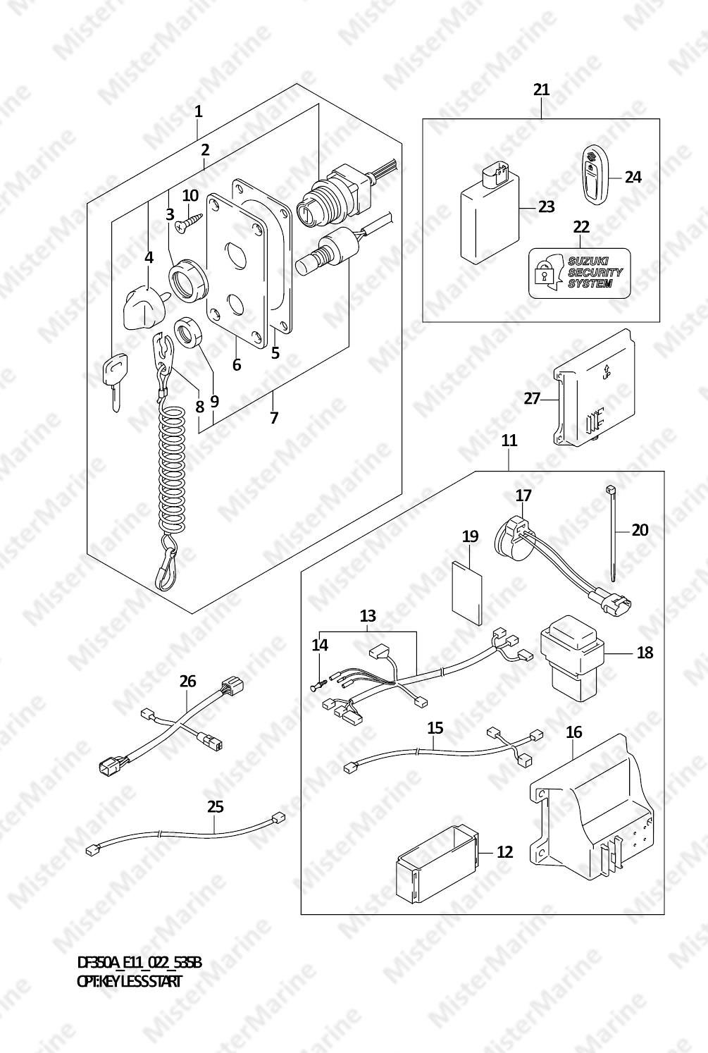 FIG.535B (1-J-12) OPT:KEY LESS START (DF300B:(020,021))