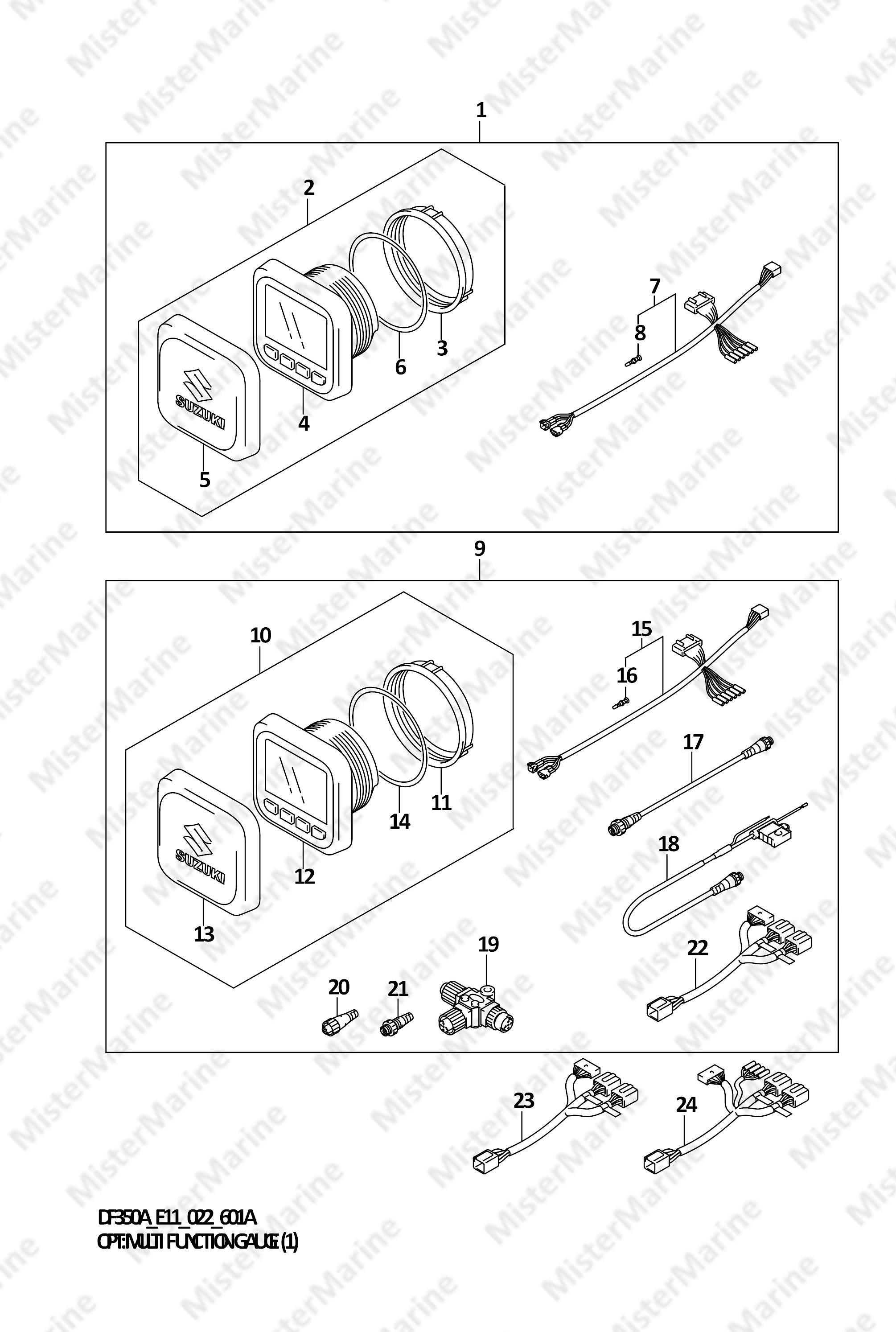 FIG.601A (1-K-7) OPT:MULTI FUNCTION GAUGE (1) (020,021)