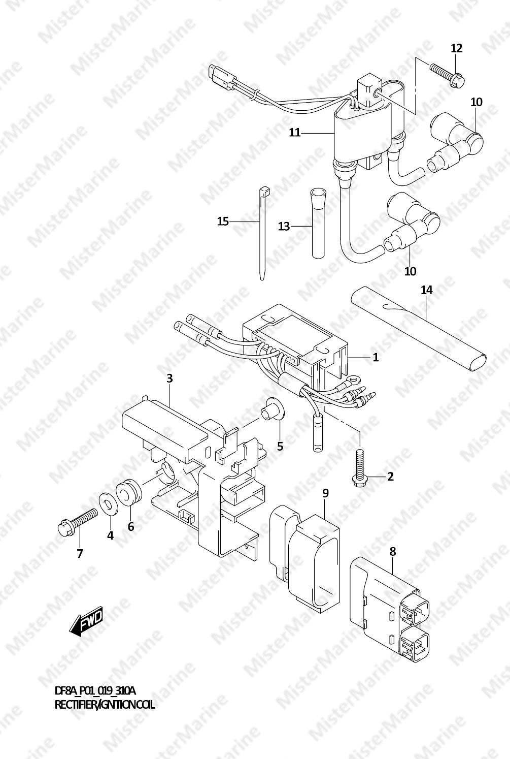 FIG.310A (1-D-4) RECTIFIER/IGNITION COIL (DF8A)(DF9.9A)