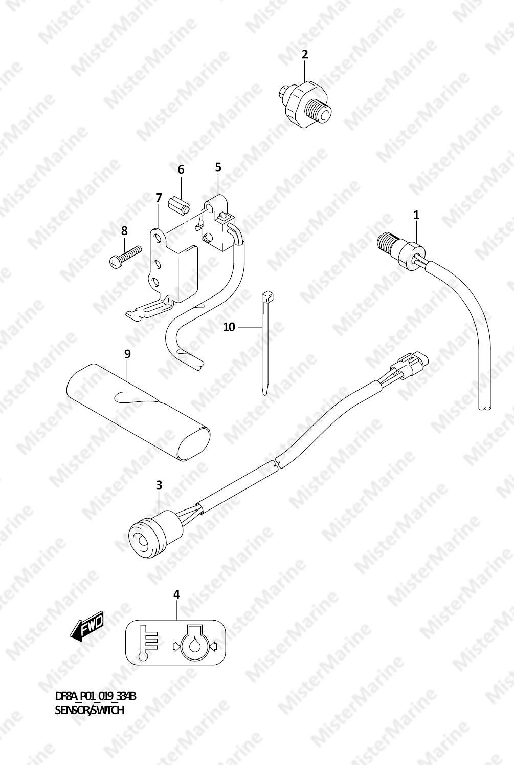 FIG.334B (1-D-9) SENSOR/SWITCH (DF8AR)(DF9.9AR)