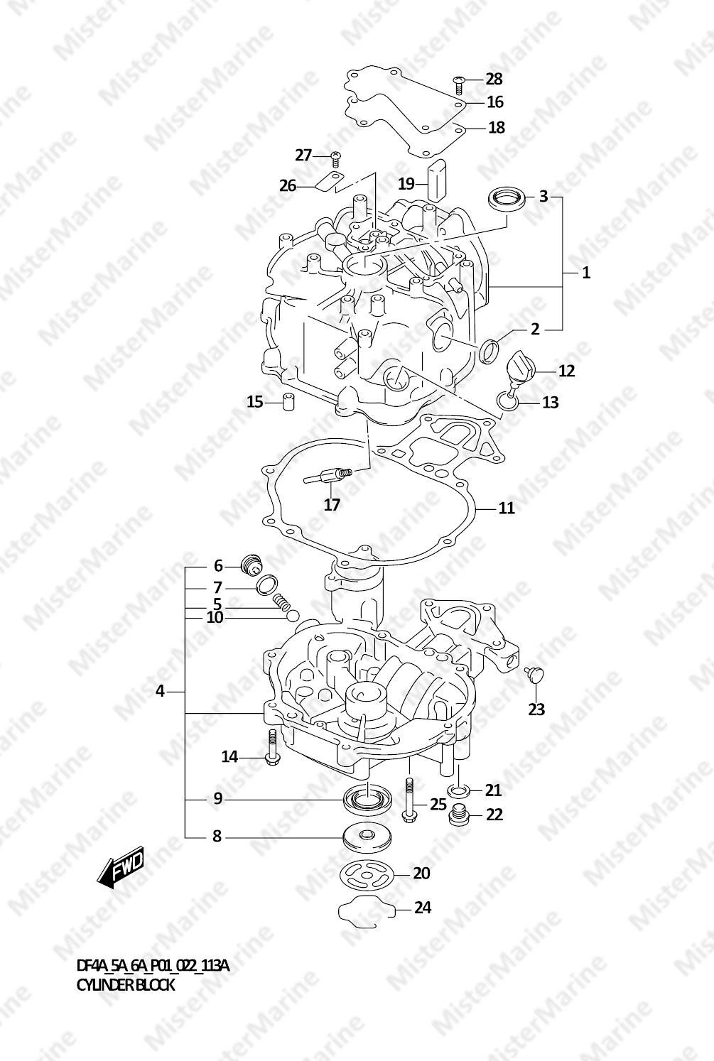 FIG.113A (1-B-3) CYLINDER BLOCK