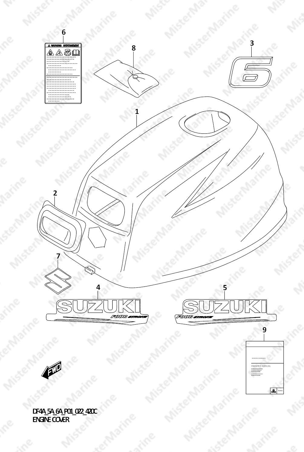 FIG.420C (1-D-2) ENGINE COVER (DF6A:020)