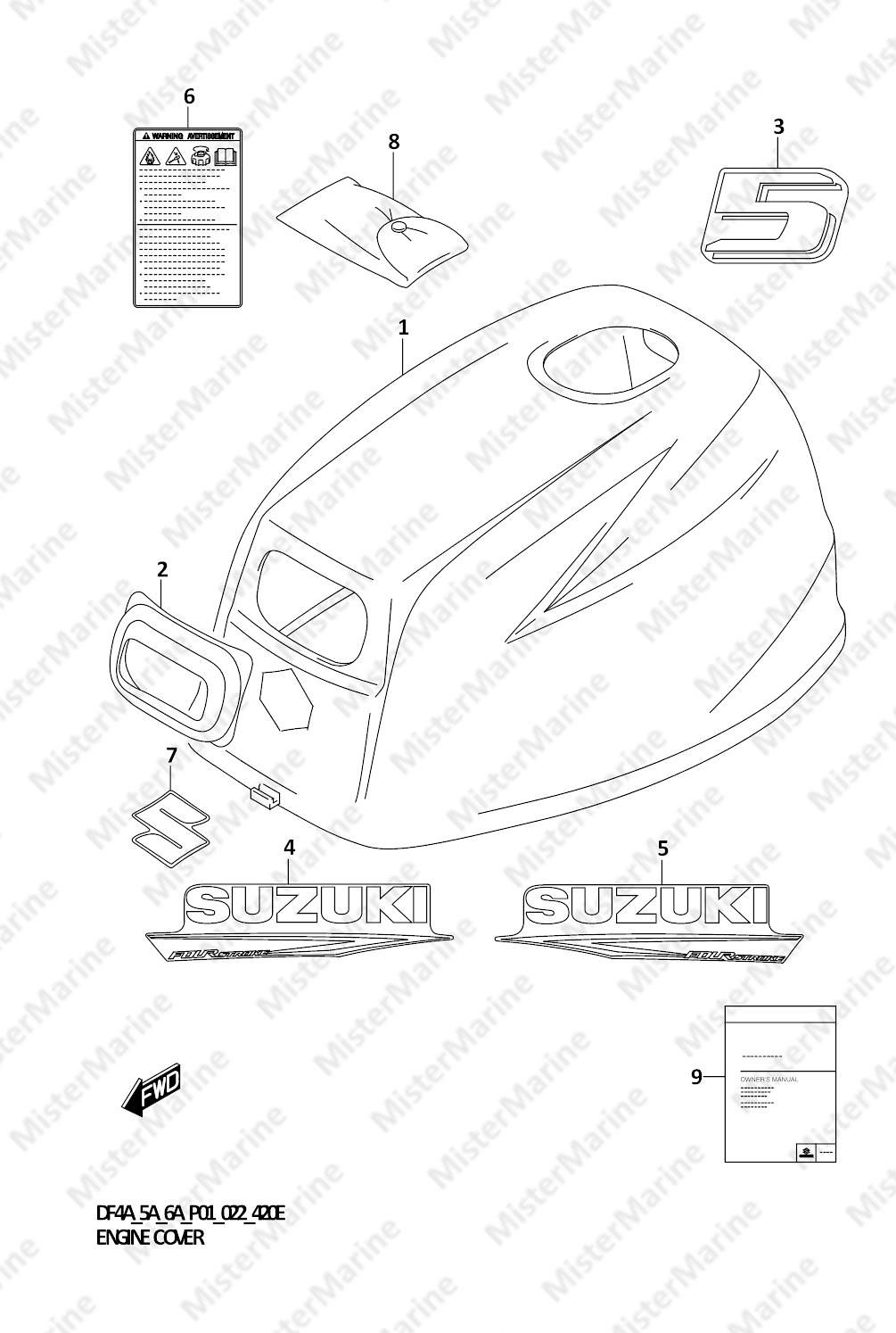 FIG.420E (1-D-4) ENGINE COVER (DF5A:(021,022))