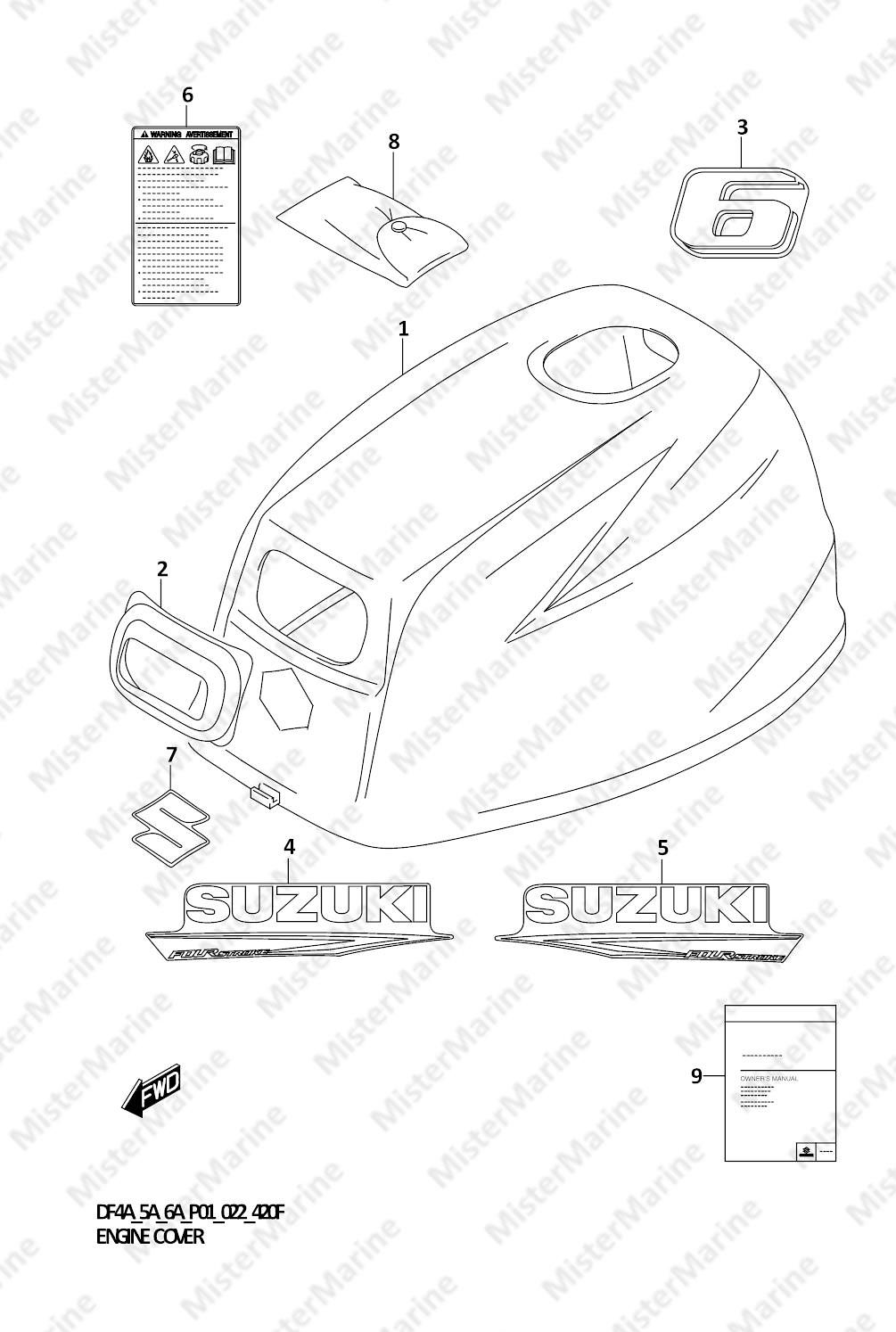 FIG.420F (1-D-5) ENGINE COVER (DF6A:(021,022))