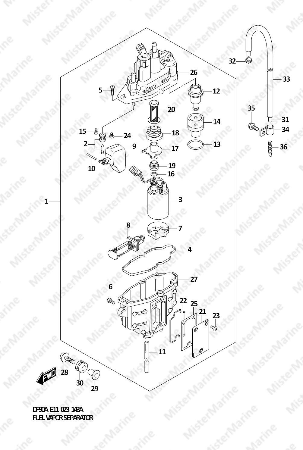 FIG.143A (1-C-6) FUEL VAPOR SEPARATOR (E01,E03,E11)