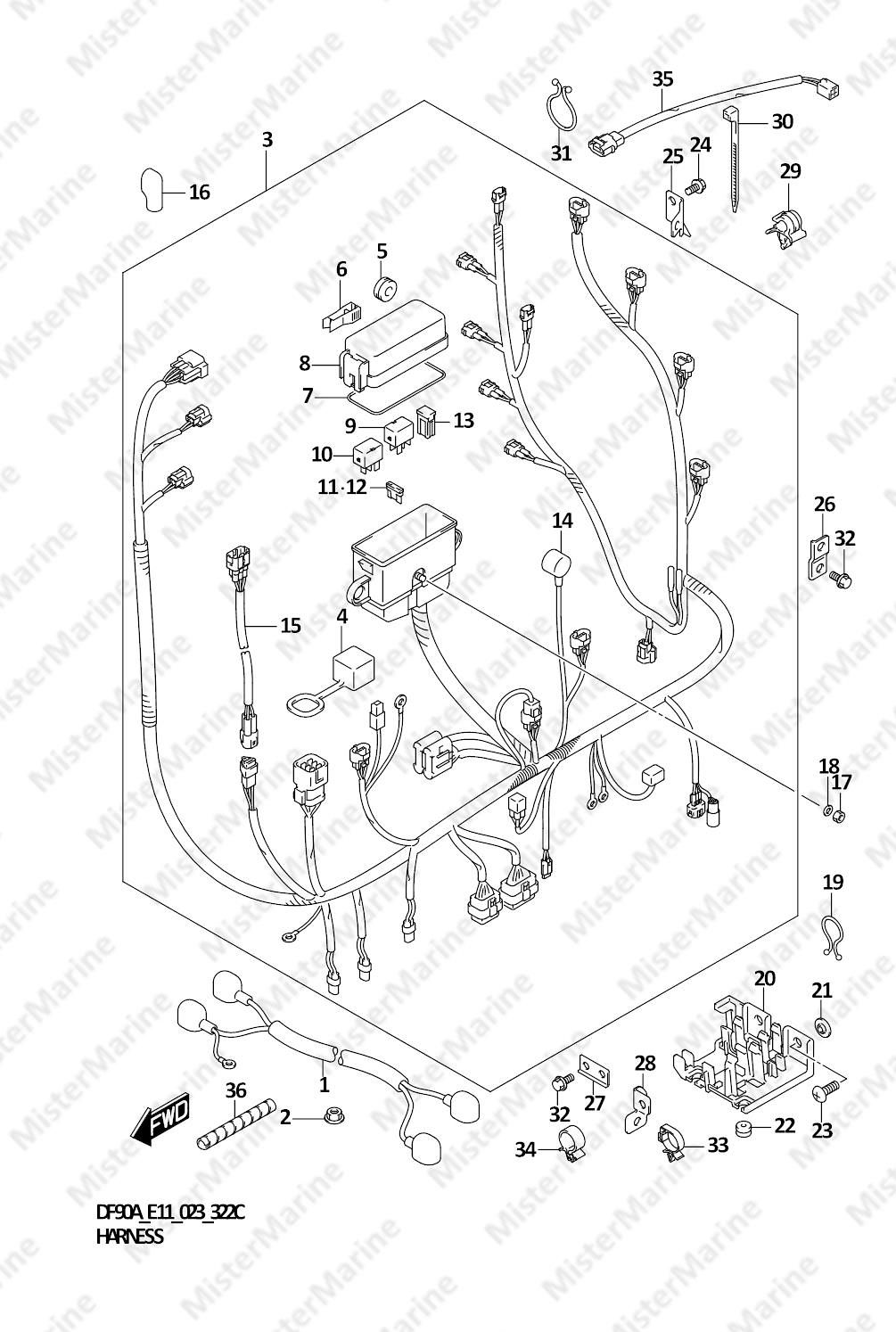 FIG.322C (1-E-10) HARNESS (SEE NOTE)