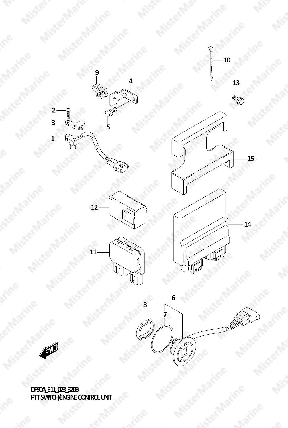 FIG.326B (1-F-6) PTT SWITCH/ENGINE CONTROL UNIT (SEE NOTE)