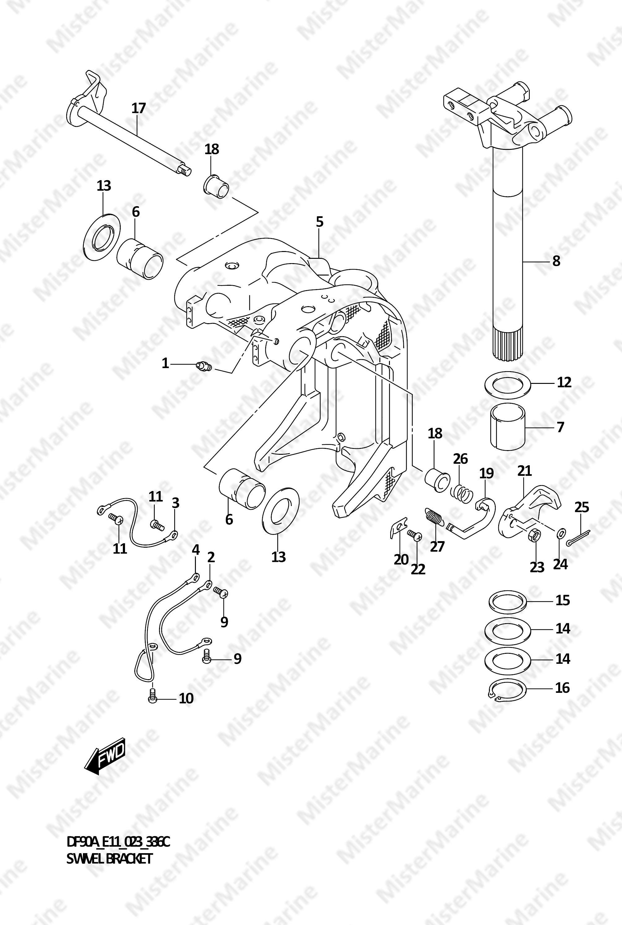 FIG.336C (1-G-4) SWIVEL BRACKET ((DF70ATH,DF90ATH):(020,021))