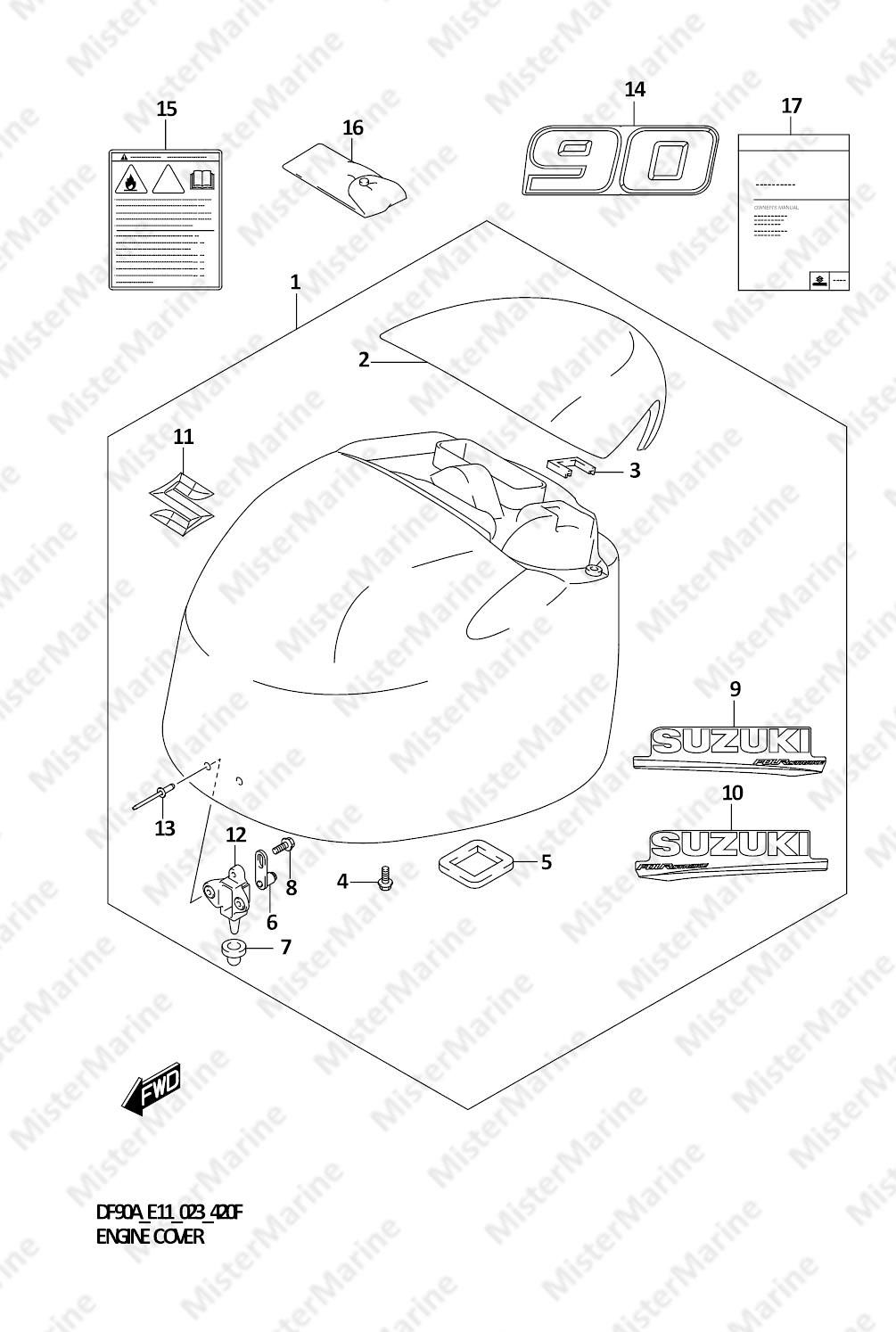 FIG.420F (1-I-13) ENGINE COVER ((DF90A,DF90ATH):020)